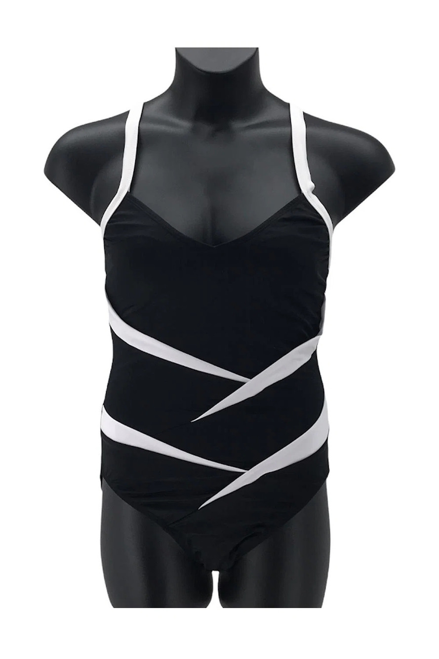 InstantFigure Compression Two-Tone Swimsuit Black - Regular